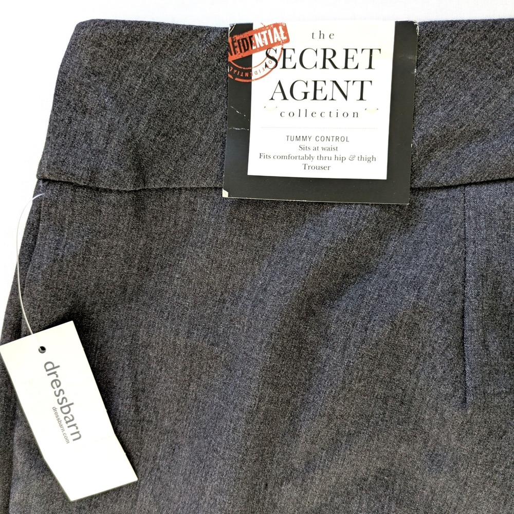 Dressbarn Roz & Ali Secret Agent Gray Tummy Control Trousers Pants 18W NWT